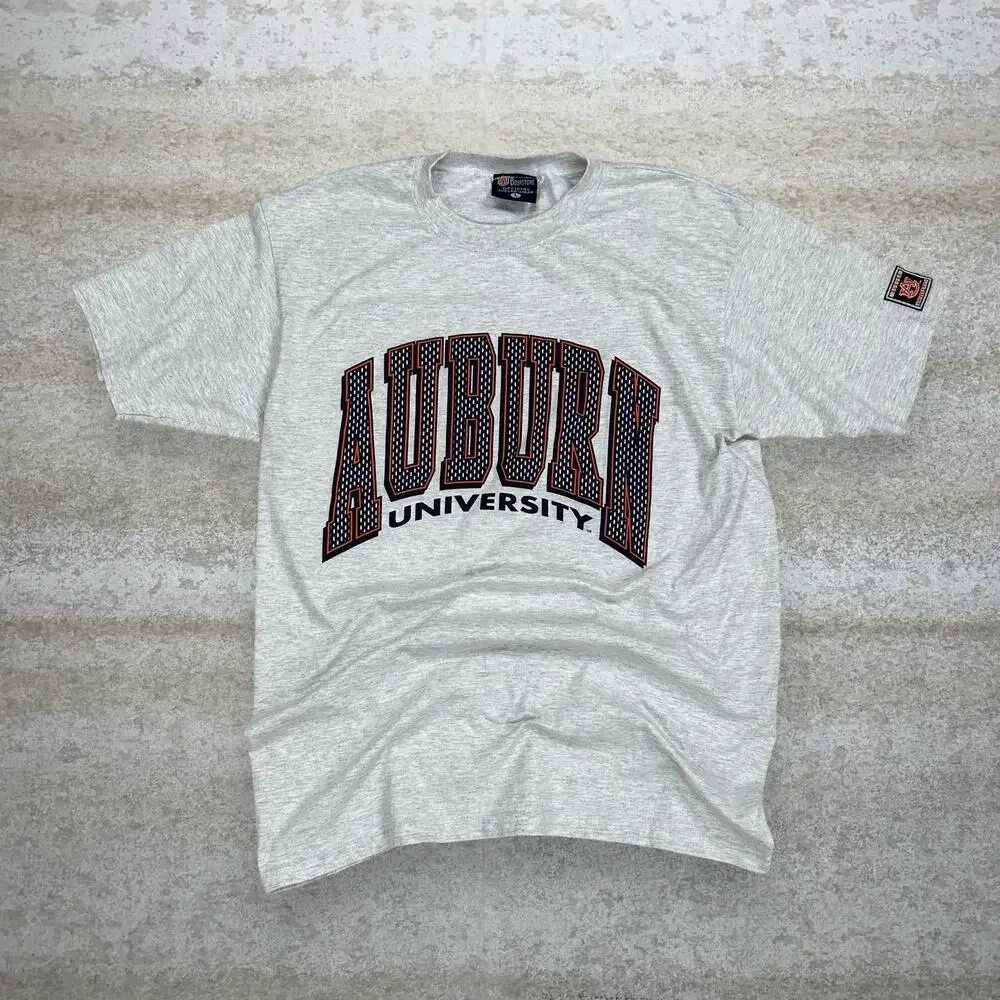 Vintage Auburn Shirt Grey Cotton Short Sleeve 90s
